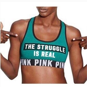Victoria's Secret Pink Racerback Sports Bra Size M Teal Blue